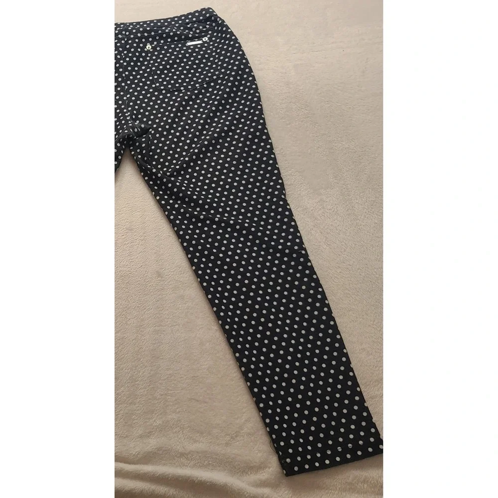 Michael‎ Kors Navy White Polka Dot Pull On Leggings Pants Women's Large Casual